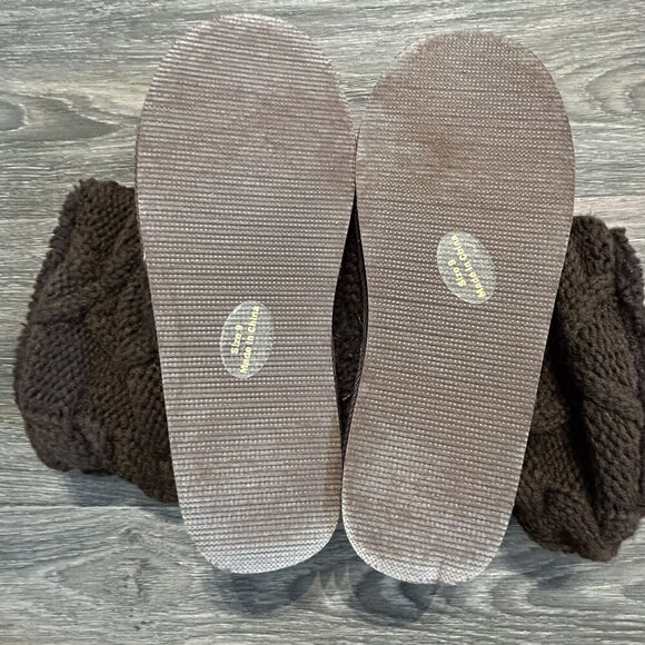 MUK LUKS Sweater Boots SZ 9 Brown Chunky Knit Suede Ankle Bootie Comfort Winter - Picture 5 of 8